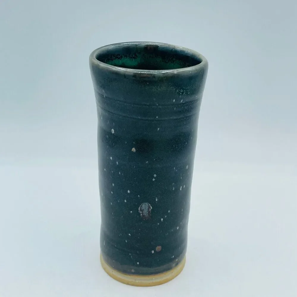 Tall Slender Cylinder Shaped Studio Art Vase Pottery Signed Tina RB Footprint